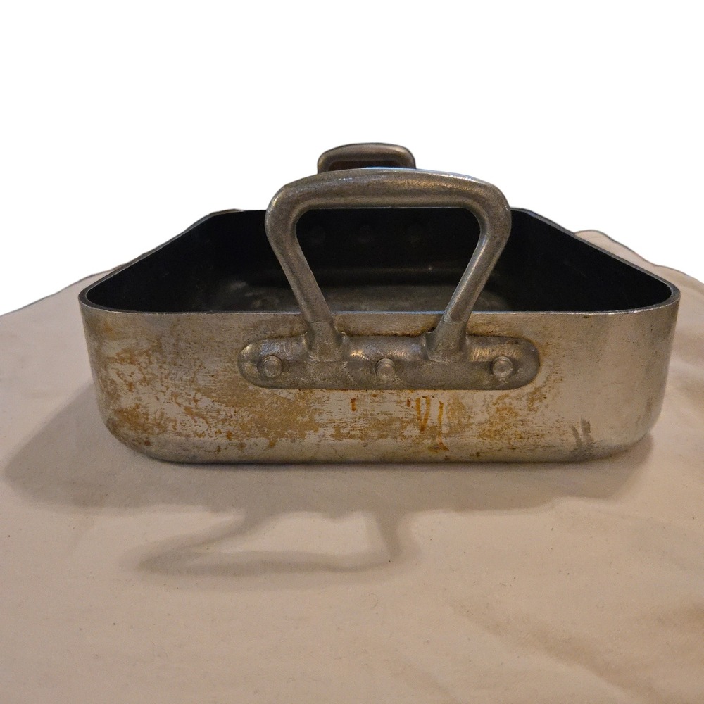 VTG Williams Sonoma Aluminum Roaster Pan French Cookware Silver Riveted Handles - Picture 3 of 8